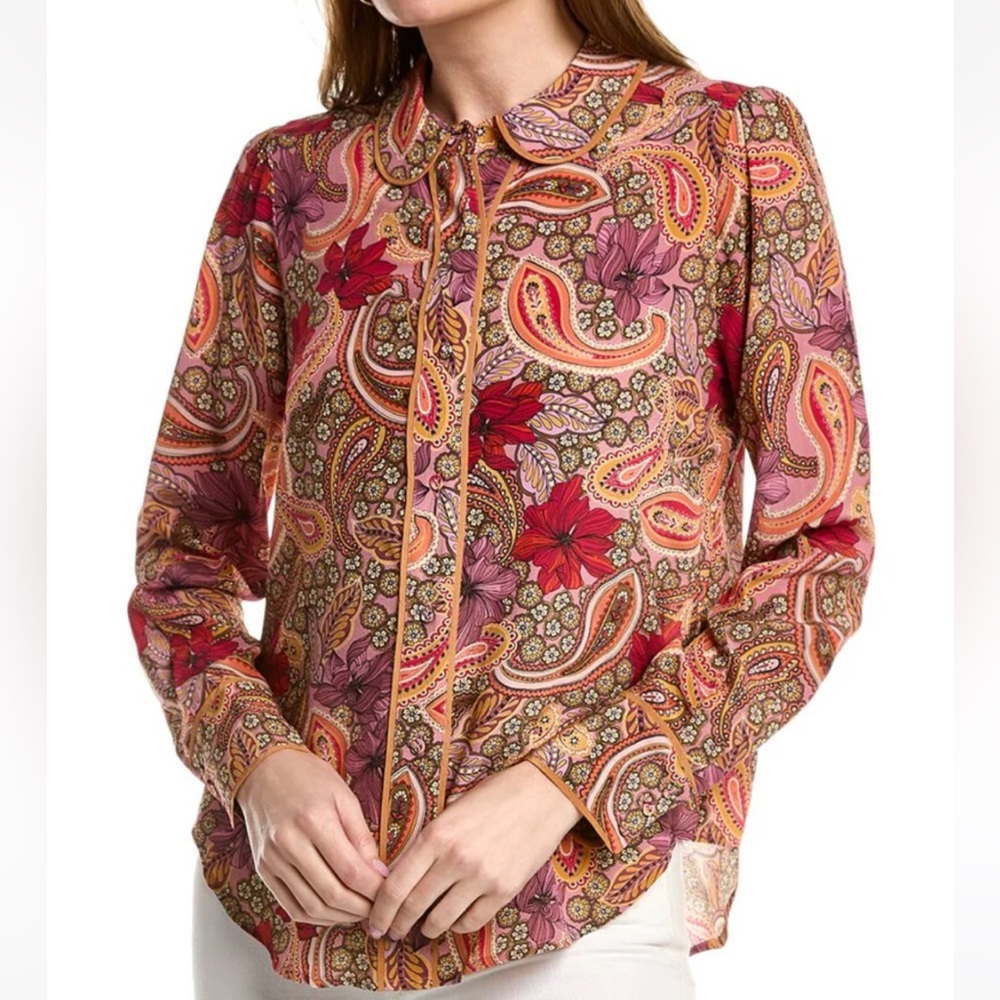 Johnny Was Amy Piped Blouse, Multi, XS